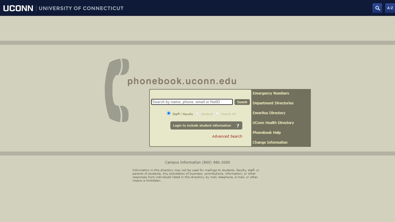 UCONN Phone Book - University of Connecticut